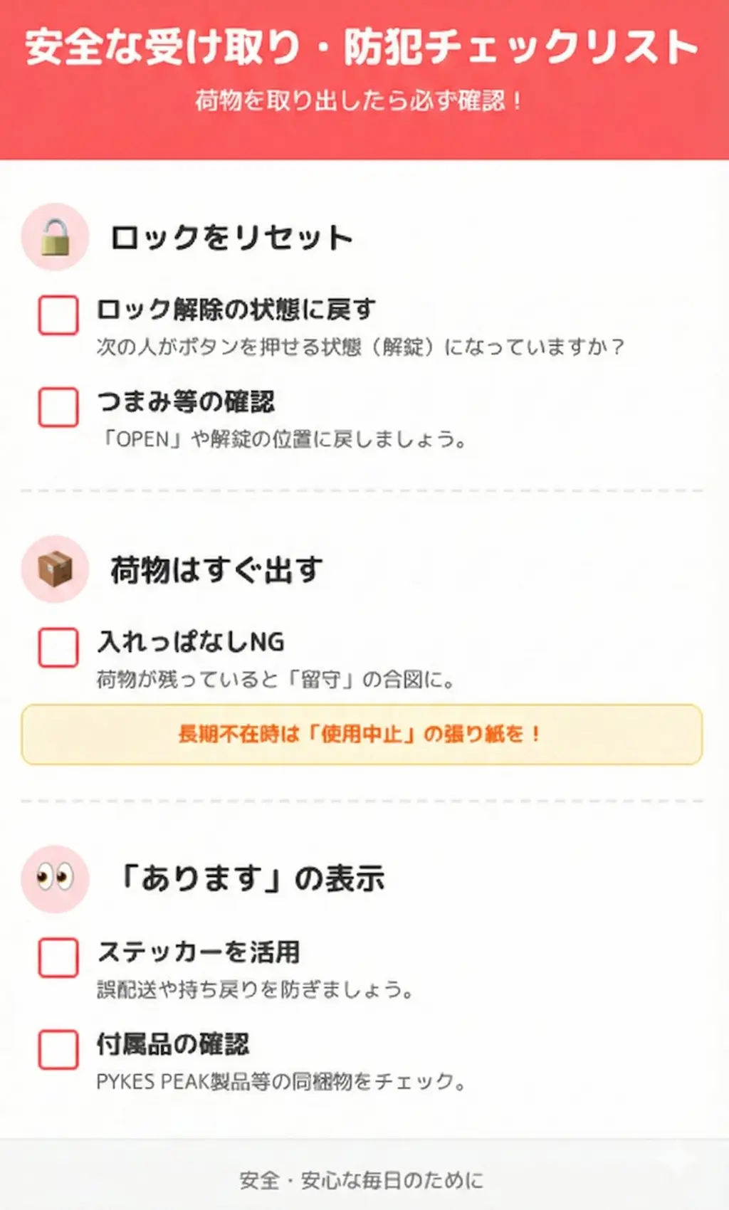 防犯チェックリスト表