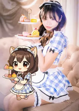 メイド服の女性とキャラ