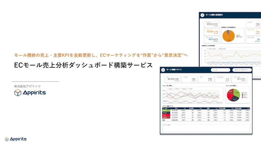 アピリッツとテープスがECモール向け売上分析ダッシュボードを提供開始