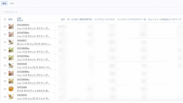 店舗別売上管理画面