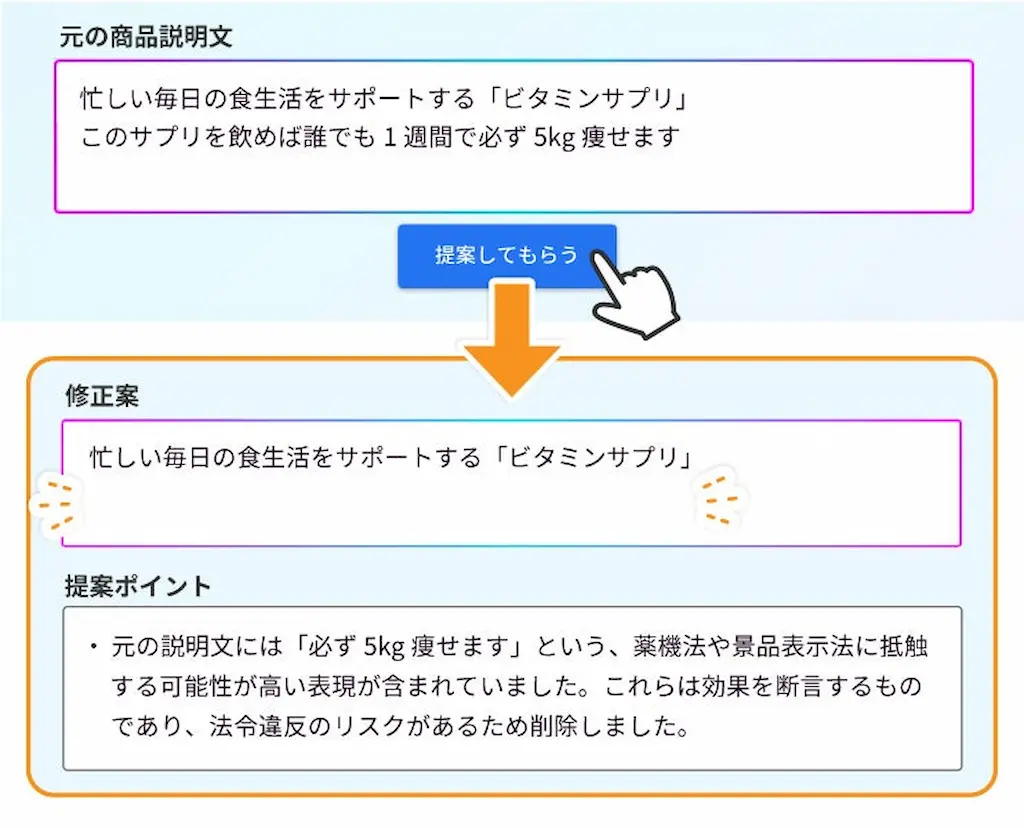 AI校閲提案画面