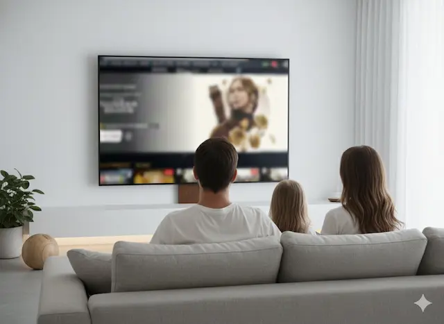 家族がテレビを視聴
