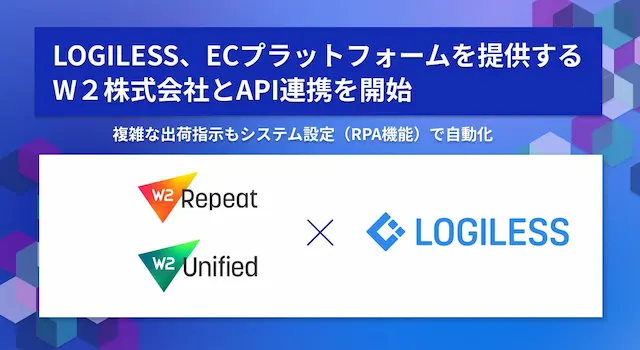 LOGILESSとW2の連携イメージ